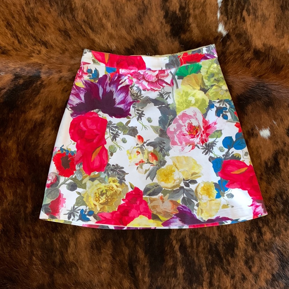 Alice + Olivia floral mini skirt.